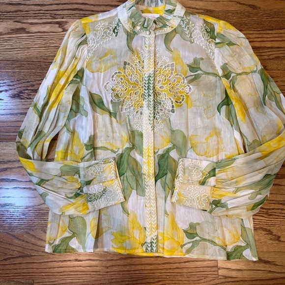Christy Lynn Marley Top Blouse Waterlily Yellow Embroidered XL $525 fairy glam - Picture 3 of 14